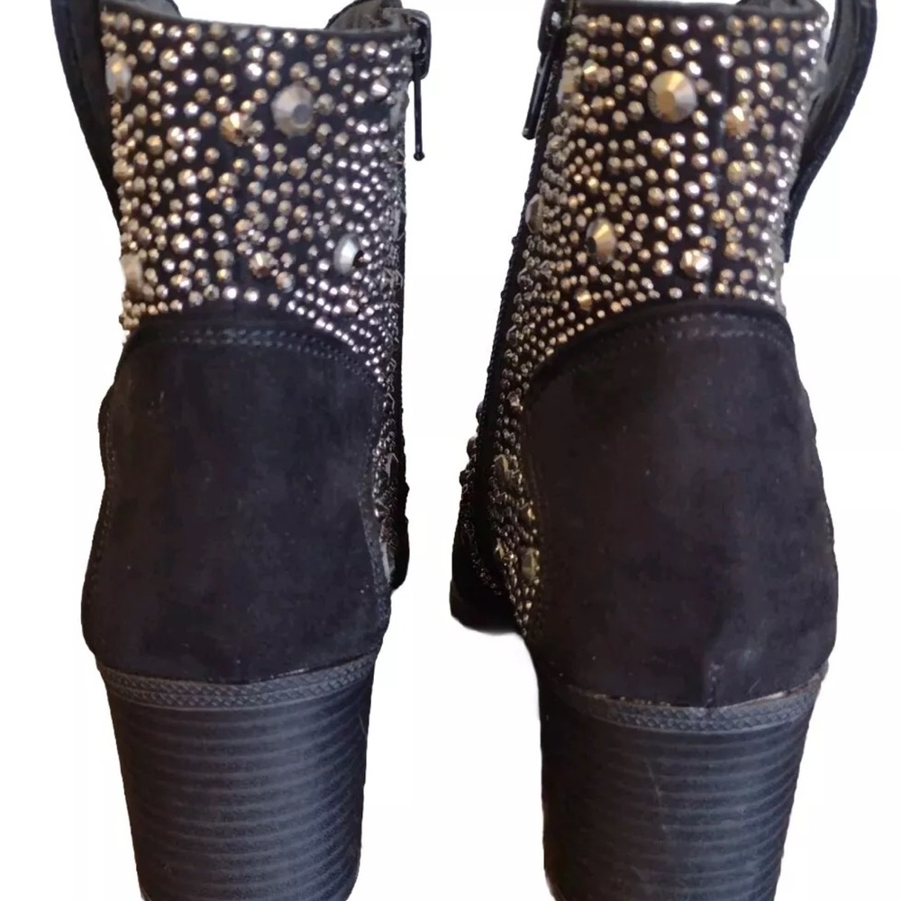 Black Rhinestones Cowboy Booties - Picture 3 of 10